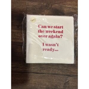 Caspari Cocktail Beverage Paper Napkins 18-Ct White Pink- FUN GIRLS WEEKEND WINE